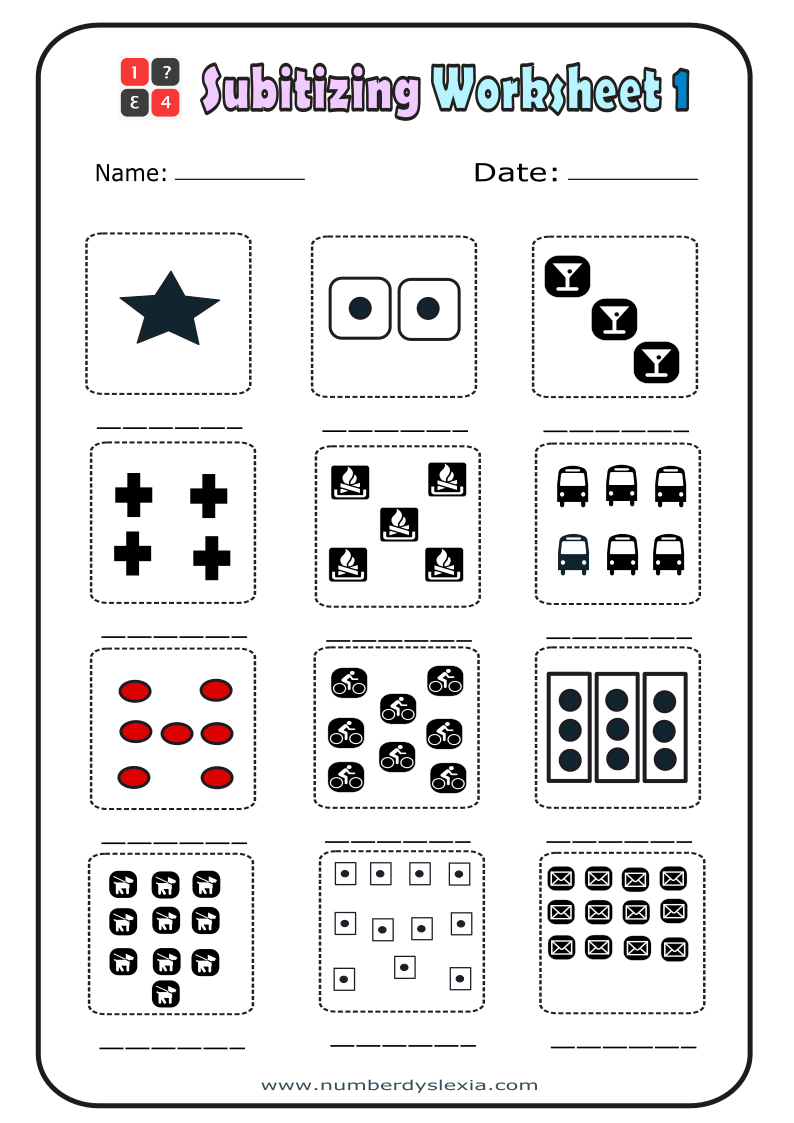 Free Printable Subitizing Worksheets For Practice PDF Number Dyslexia