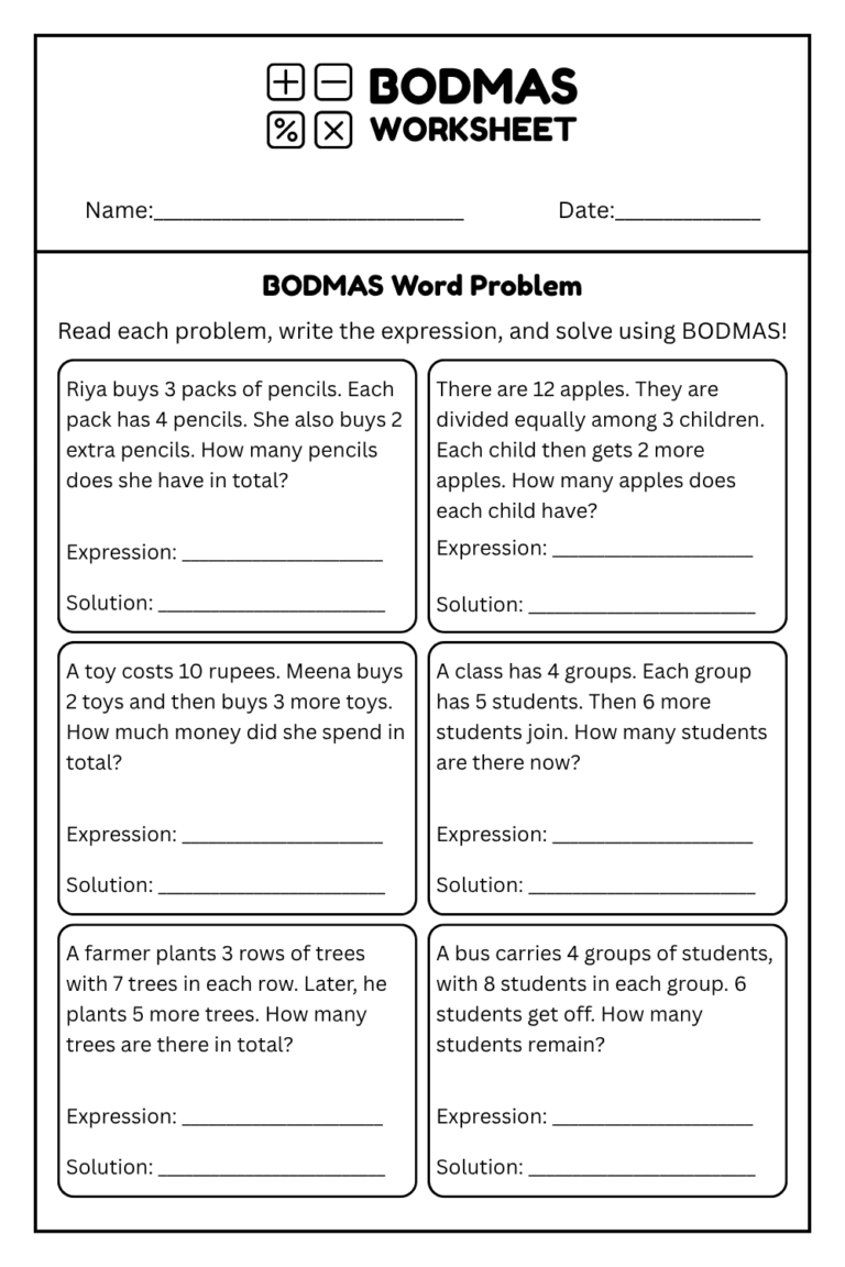 Printable BODMAS Worksheets for Grades 5- 7 [PDF Included] - Number ...