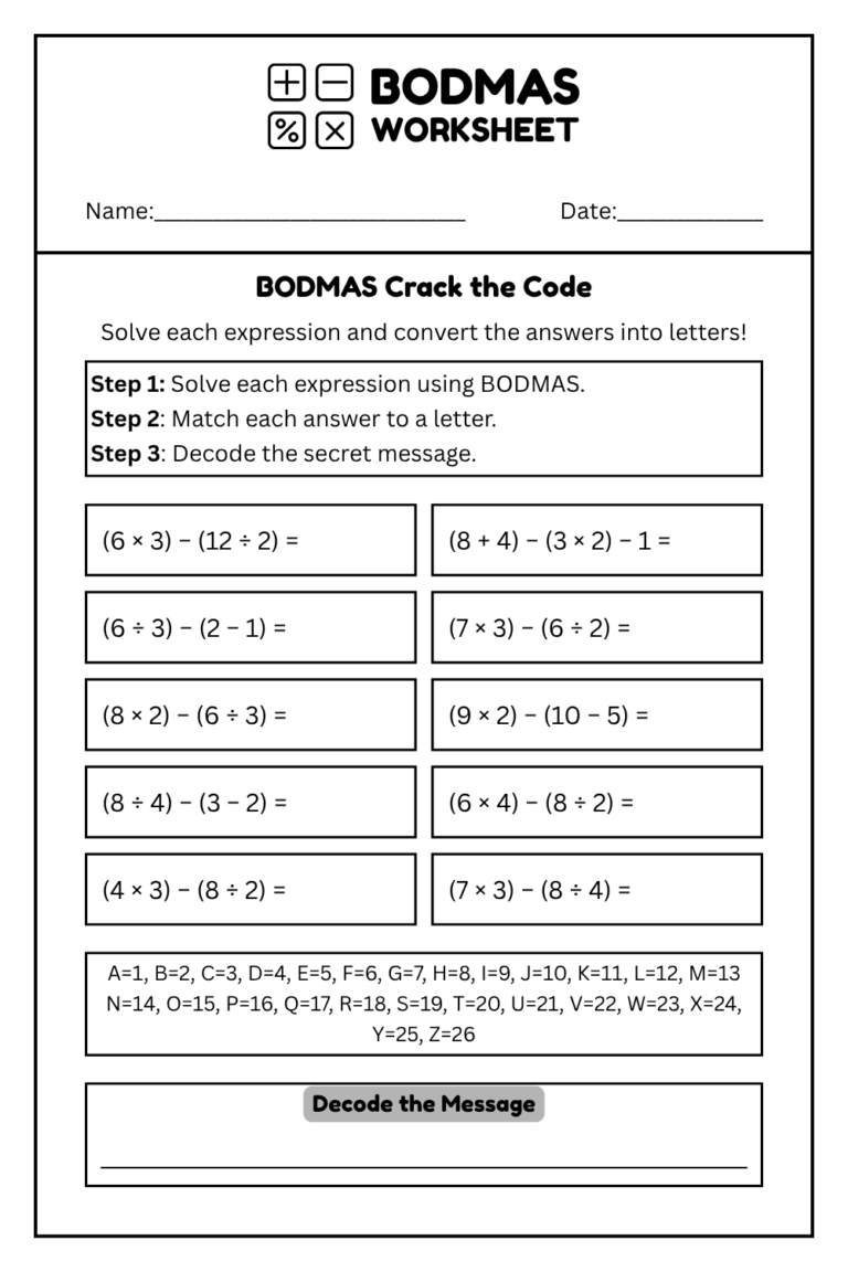 Printable BODMAS Worksheets for Grades 5- 7 [PDF Included] - Number ...