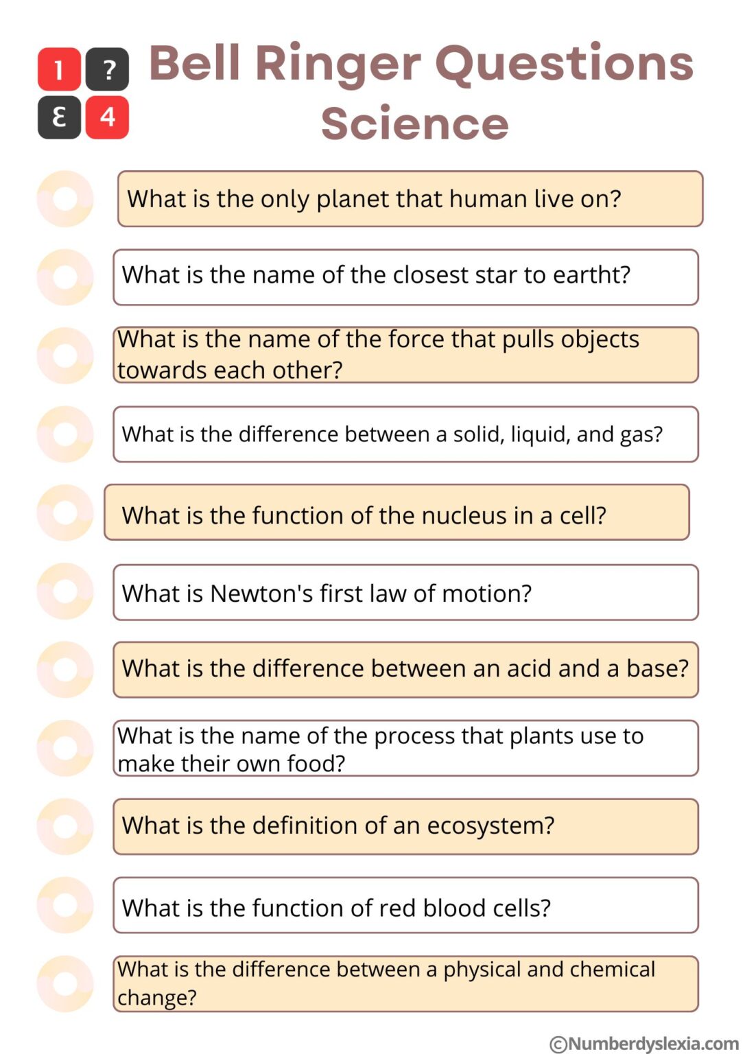 51 Bell Ringer Questions For Teachers To Try [PDF Included] - Number ...