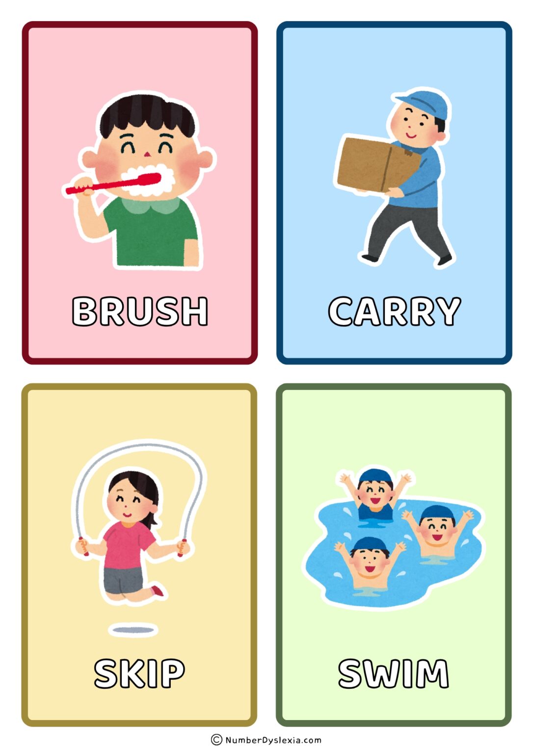 120 Action Words List With Pictures [PDF Included] - Number Dyslexia