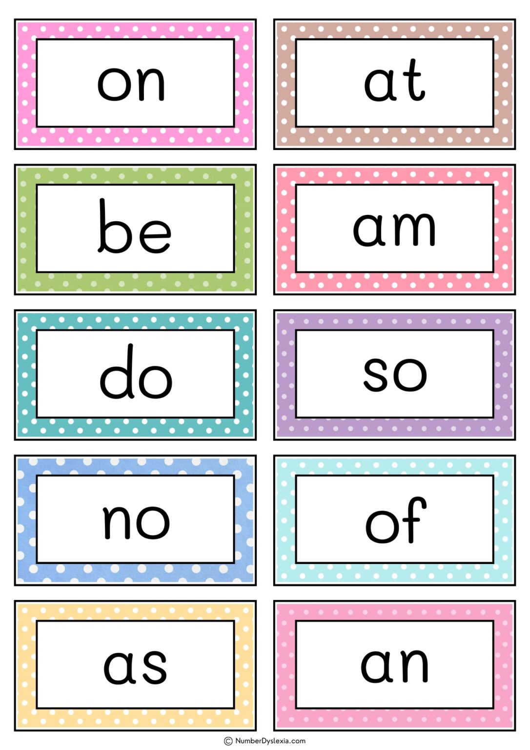 Printable Sight Words List & Flashcards for Kindergarten - Number Dyslexia