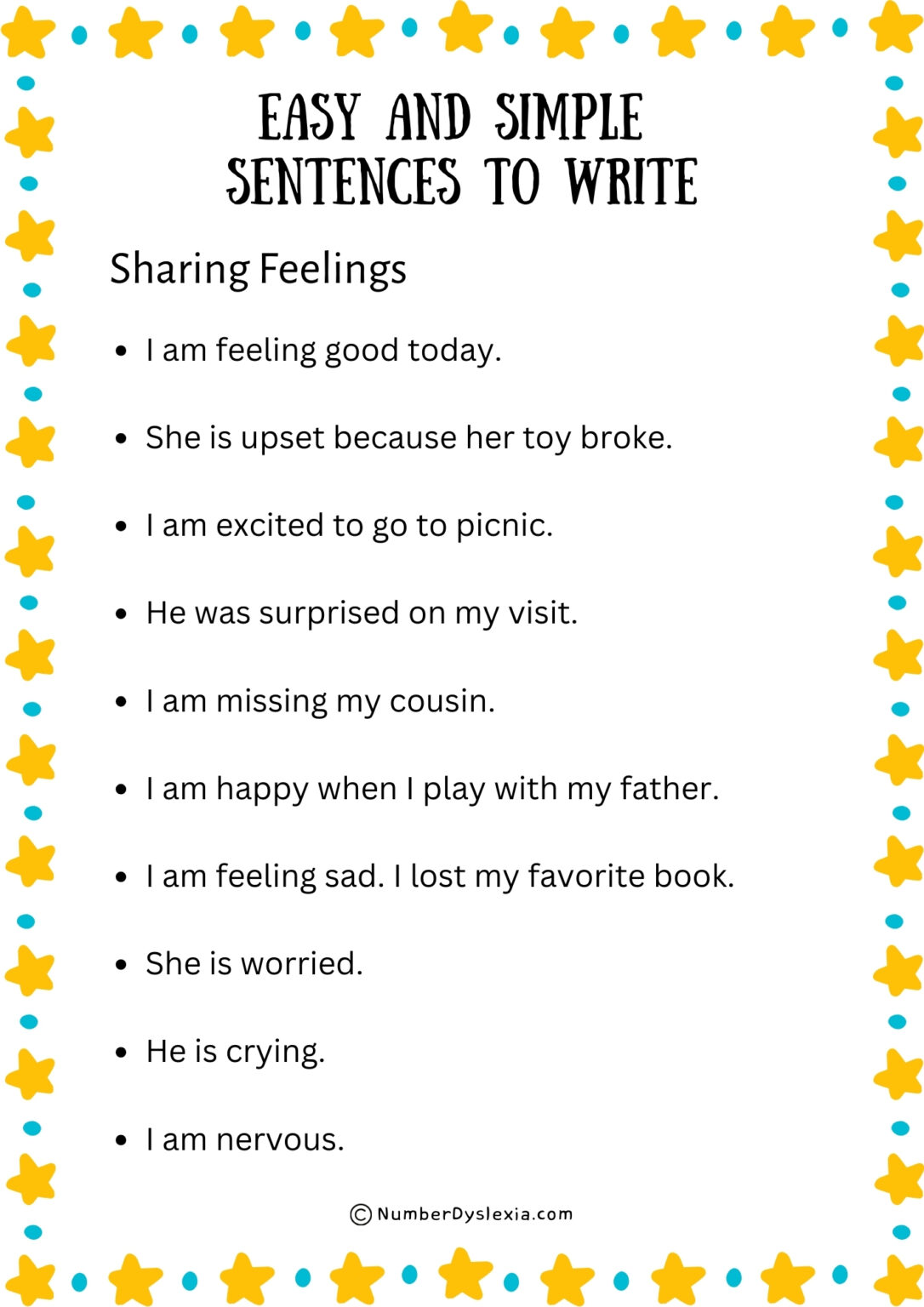 100 Easy And Simple Sentences For Kindergarteners To Write [PDF ...