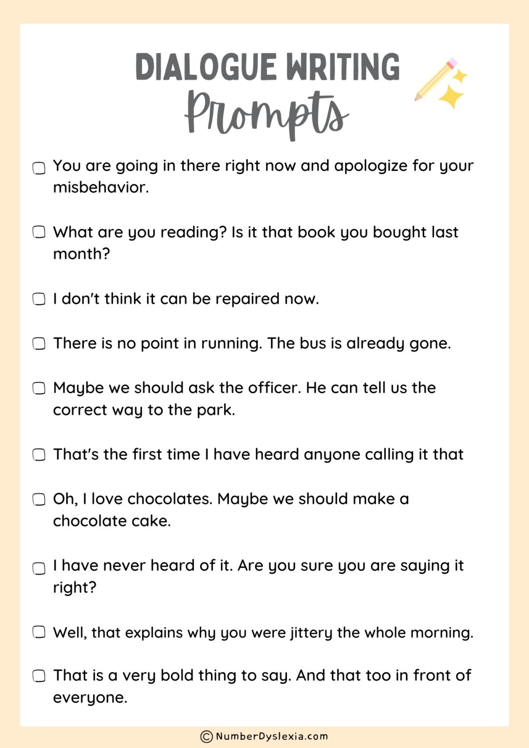 100 Interesting Dialogue Writing Prompts for Children - Number Dyslexia