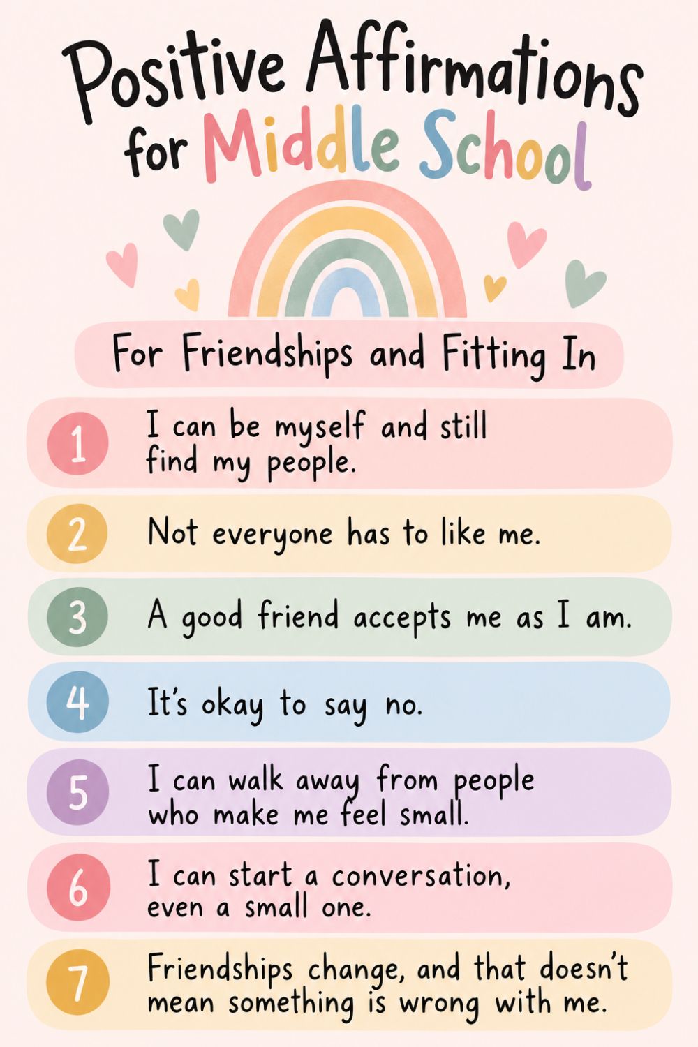 Positive Affirmations for Middle School