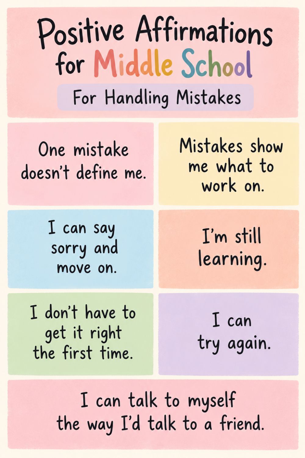 Positive Affirmations for Middle School