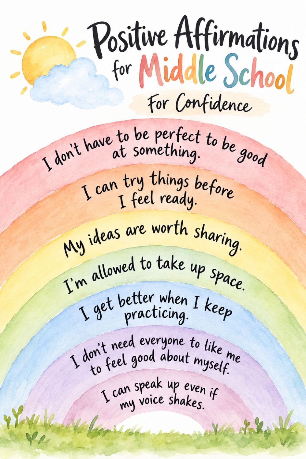 Positive Affirmations for Middle School